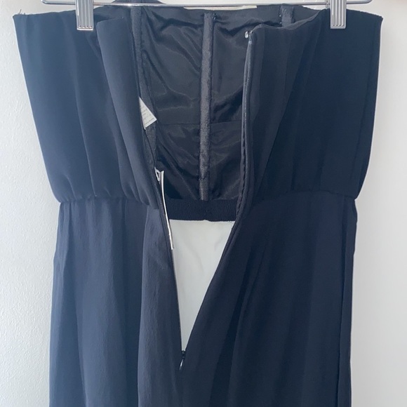 NEW MaxMara Black Ivory Silk Chiffon Strapless Flared Dress - Picture 9 of 9